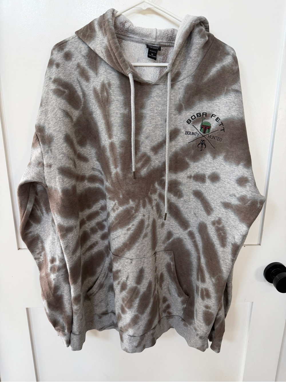 Star Wars XL- Boba Fett-Tie-Dye Hooded Sweatshirt - Gray/Brown